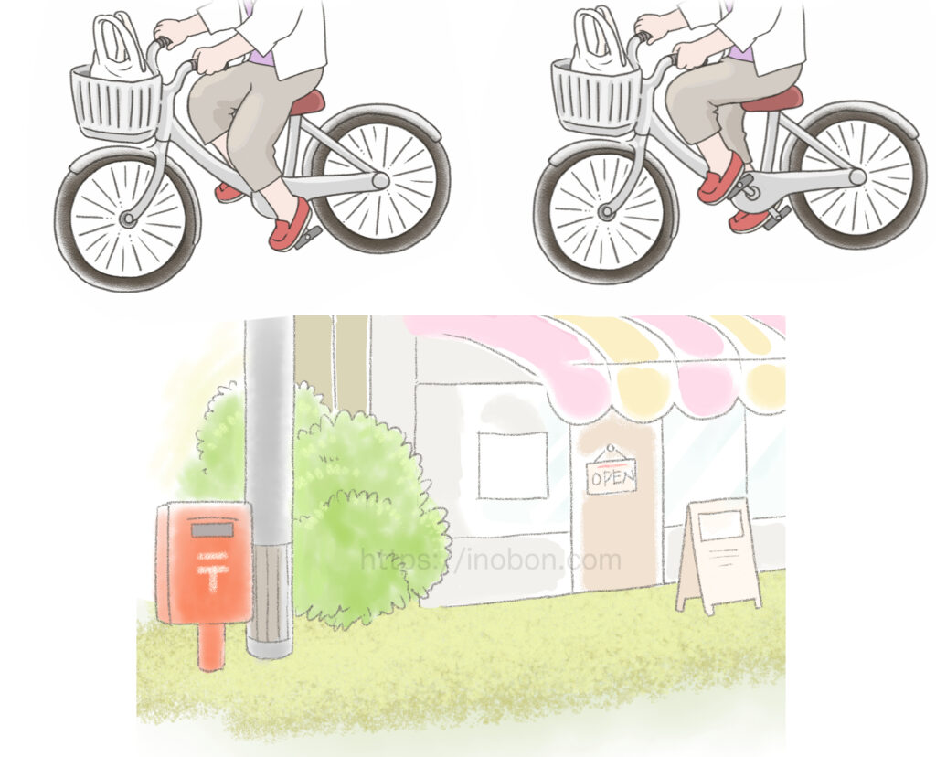 自転車のペダルを漕ぐ足のイラスト