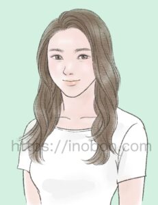 ロングヘアーの若い女性の似顔絵