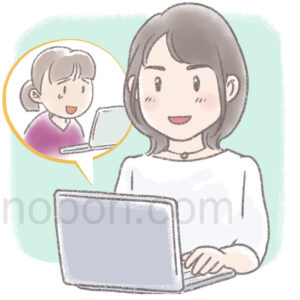 女性講師が生徒に指導しているイラスト