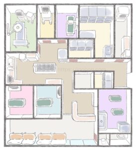 動物病院内の各フロアを示した間取り図