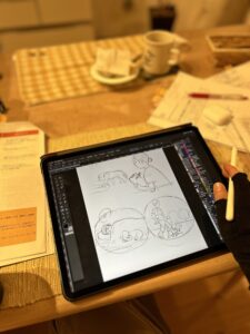 iPadの画面に描かれたイラスト