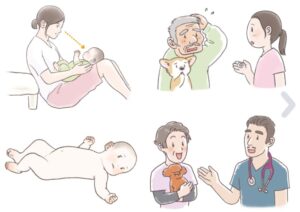 赤ちゃんからお年寄りなど、年齢さまざまな人物のイラスト