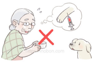 犬の飼い主の年配女性