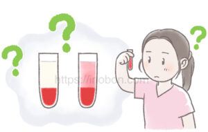 溶血した血液サンプルと看護師