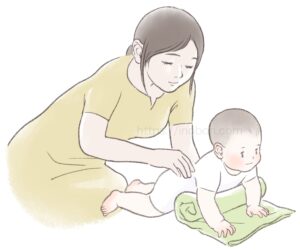 赤ちゃんを見守るお母さん