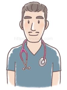 上半身を正面に向けている男性獣医師