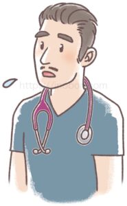 困った顔の男性の獣医師