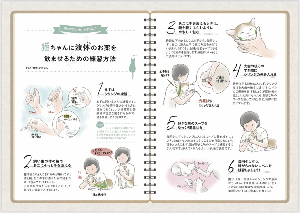 猫に液体の薬を与えるための練習方法