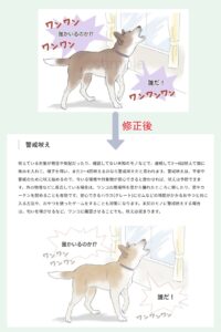 窓の外に向かって吠える犬、警戒吠えをする犬