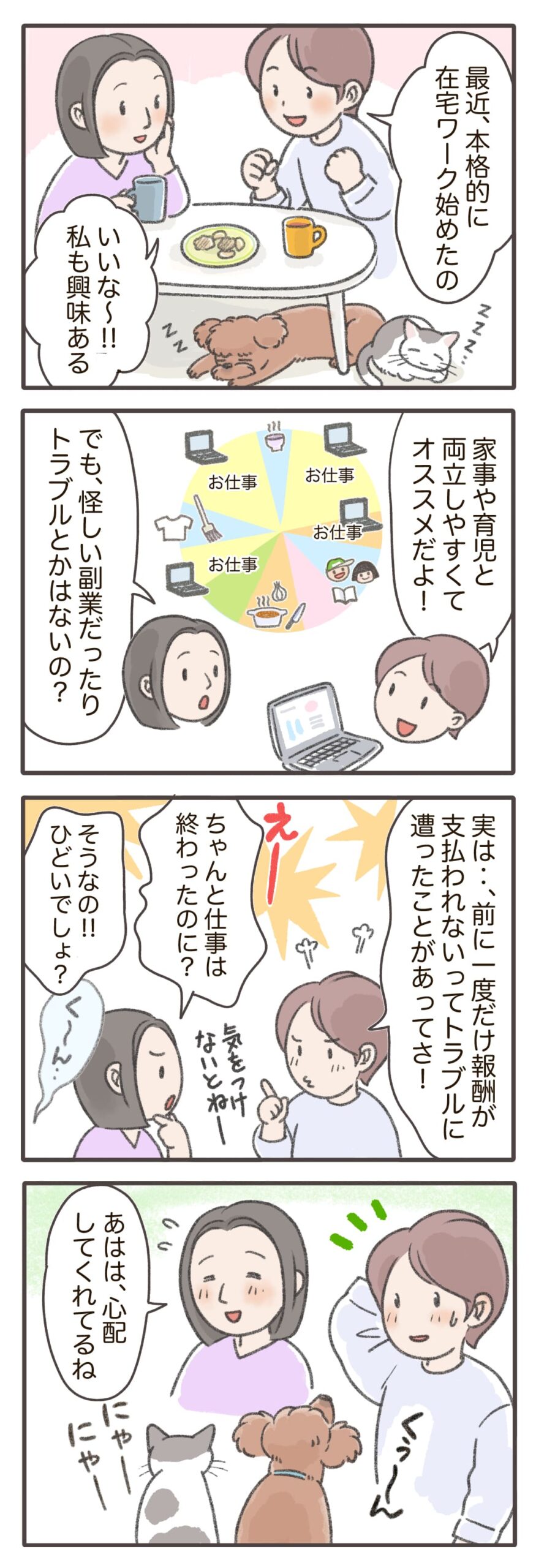漫画で解説、在宅ワークによくあるトラブル