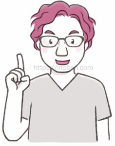 人差し指をさすポーズの男性