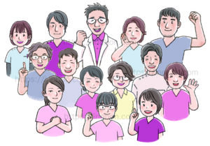 医療チームスタッフの似顔絵