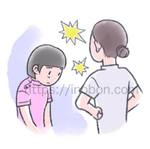 先輩ナースに怒られている新人
