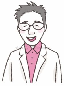 白衣を着てメガネをかけた男性医師