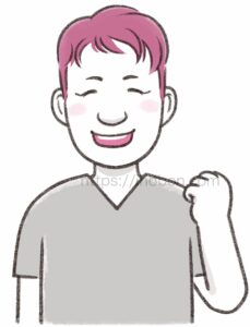 ガッツポーズで応援している人