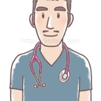 上半身を正面に向けている男性獣医師