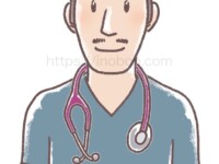 上半身を正面に向けている男性獣医師