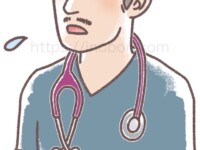 困った顔の男性の獣医師