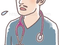 困った顔の男性の獣医師