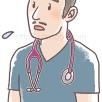 困った顔の男性の獣医師