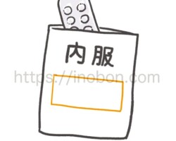 薬の袋とシートに入った錠剤薬のイラスト