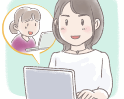 オンラインセミナー パソコン画面で受講生とやりとりをする講師の女性