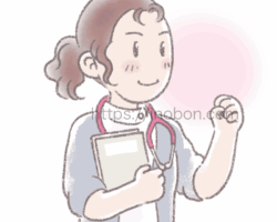 ベテラン看護師の目標 ベテランの看護師が目標を目指して拳を握っている