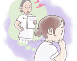 先輩からの叱責 先輩の看護師からきつく怒られて涙ぐむ新人看護師