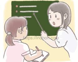 セミナーを受講する看護師 セミナーを受講している女性とレクチャーする講師